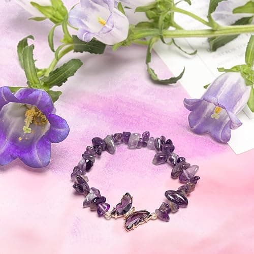Artlunar Purple Butterfly Healing Bracelet, Gift Charm Jewelry with Beaded Bracelet for Women thumbnail 3