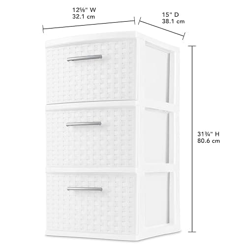3 Drawer Weave Tower, White thumbnail 3