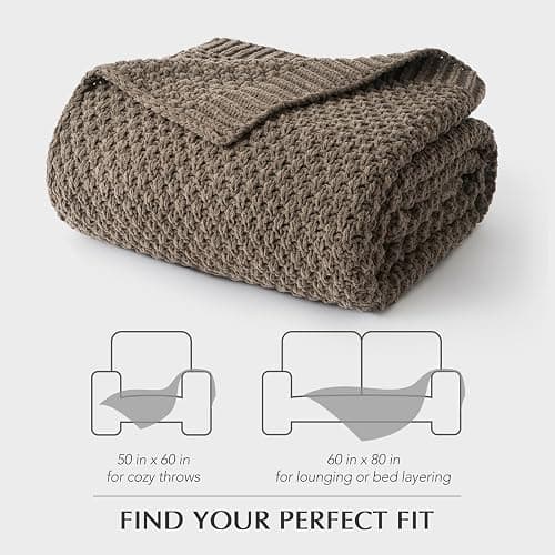 EVERGRACEHOME Chunky Chenille Knit Throw Blanket for Couch, Soft Luxurious Moss Stitch Blankets for Bed, Cozy Decorative Farmhouse Knitted Throws for Sofa, Mocha Brown, 60" x 80" thumbnail 8
