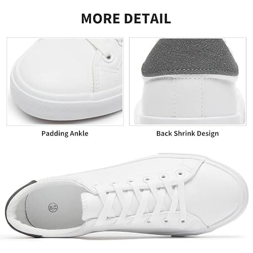 FRACORA Mens White Tennis Shoes Low Top Fashion Sneakers PU Leather Casual Shoe for Men thumbnail 5