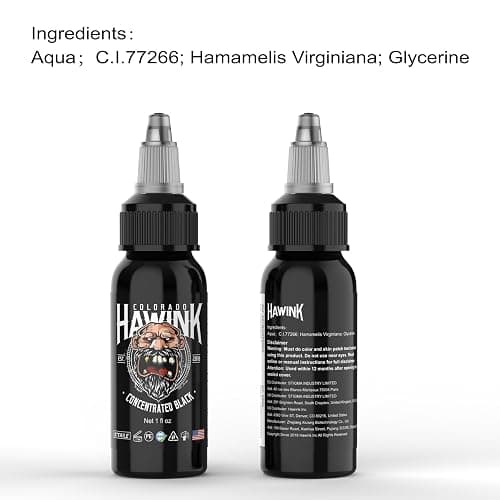 HAWINK Black Tattoo Ink 1 oz (30ml) Vegan-Friendly USA Standard Pigment Tattoo Supplies Concentrated Black TI203-30-002 thumbnail 3