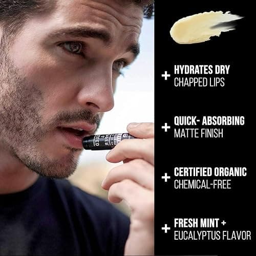 RUGGED & DAPPER Lip Balm for Men - Certified Organic + Natural Ingredients - 4 Pack - Hydrating Mens Chapstick - thumbnail 3