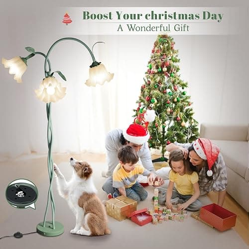 Flower Standing Lamp for Bedroom, Cute Corner Floor Lamp with Flexible Gooseneck,3 Light Floor Reading Lamp with 3 Color Temperatures, Bulbs Included, LED Tall floor Lamp for Living Room Corner(Green) thumbnail 9