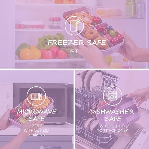 MISS BIG Lunch Box Kids, Leak Proof Lunch Containers, Mom’s Choice No BPAs and No Chemical Dyes Bento Box for Kids,Microwave and Dishwasher Safe Lunch Box (Purple M) thumbnail 6