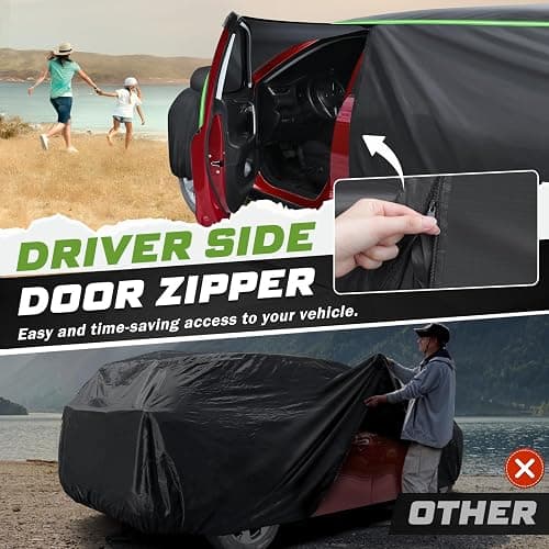 Mixsuper Liner Car Cover for Chevy Traverse 2009-2026, 7 Layers Full Car Cover All Weather Car Covers for Chevy Traverse, Waterproof Outdoor Cover with Zipper Door Reflective Strips thumbnail 3