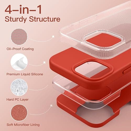 JETech Silicone Case for iPhone 13 6.1-Inch, Silky-Soft Touch Full-Body Protective Phone Case, Shockproof Cover with Microfiber Lining (Orange Red) thumbnail 3