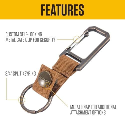 Carhartt Unisex Adult Durable Metal Key Keeper, Belt Loop Key Ring Holder with Self-Locking Metal Gate Clip for Car/Home Keys thumbnail 2