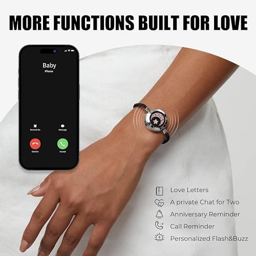 TOTWOO Long Distance Touch Bracelets for Couples, Smart Light & Vibration Love Jewelry, Long Distance Valentines Day Gifts for Him Her Women Men, One-to-One Bluetooth Pairing via App thumbnail 3