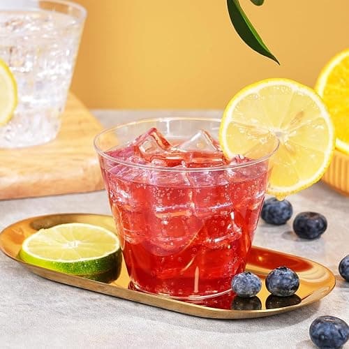BYSNOW 100 Pack 9 oz Clear Plastic Cups, Plastic Wine Cups for Cocktail Party, Polystyrene Hard Cup with Higher Heat Resistance(9oz 100count) thumbnail 5