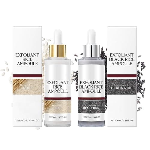 Peel Shot Glow Rice Ampoule, 2Pack White & Black Rice Gentle Exfoliant Scrub for Face & Body, Helps Clear Blackheads & Dead Skin, Pore Care, All Skin Types (100ml*2) - Image 1