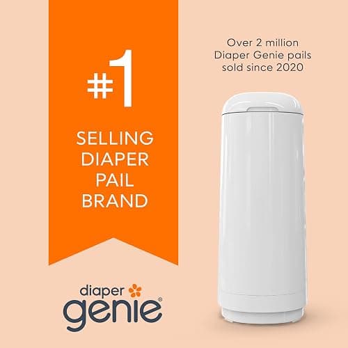 Diaper Genie Essence Diaper Pail with Easy Roll Refill (18 Bags) | One-handed diaper disposal includes an Easy Roll Refill with 18 tear-off bags holding up to 846 newborn diapers. thumbnail 8