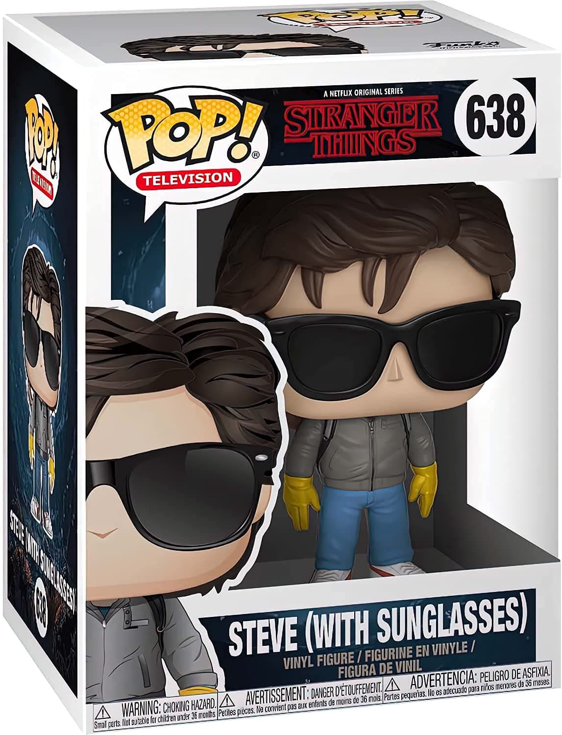 POP Stranger Things - Steve Harrington with Sunglasses Funko Pop! Vinyl Figure (Bundled with Compatible Pop Box Protector Case), Multicolored, 3.75 inches thumbnail 3