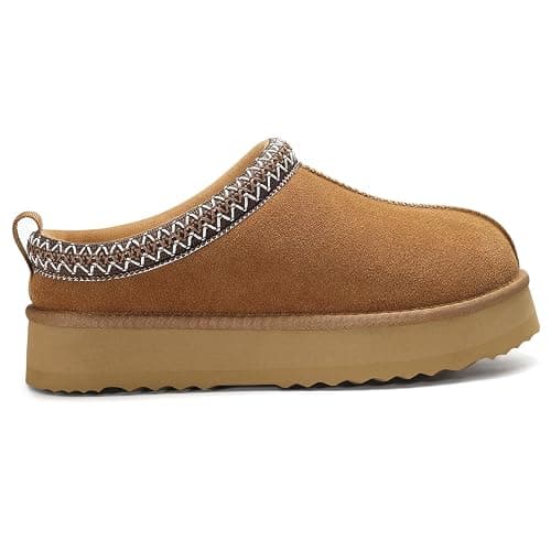 KIDMI Genuine Suede Platform Slippers for Women Fuzzy Winter Warm Shoes Indoor Outdoor thumbnail 8