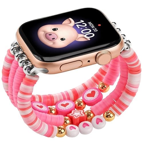 sylacor Beaded Bracelets Compatible with Kids Apple Watch Band 38mm 40mm 41mm 42mm 44mm 45mm 46mm 49mm, Cute Stretchy Strap for iWatch Series 10 9 8 7 6 5 4 3 SE SE2 for Girls Boys and Small Wrists - Image 1