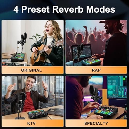 Podcast Microphone Bundle with Live Sound Card Audio Mixer, Podcast Equipment Bundle with 3.5mm Condenser Microphone for Pc/Phone Live Streaming Singing Gaming, Sound Board with Voice Changer, Denoise - Audio mixer+MIC(700) thumbnail 3