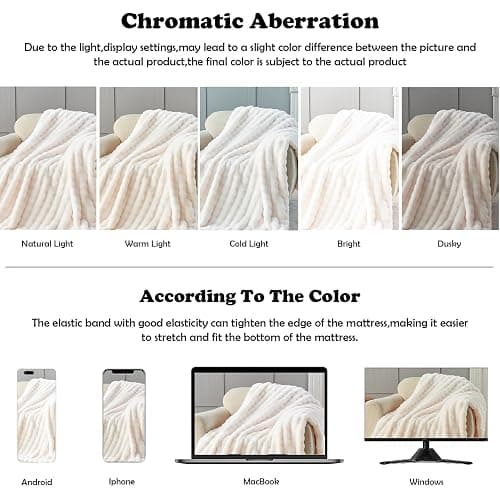 NEWCOSPLAY Faux Fur Twin Blanket Ivory Bubble Blanket Thick Warm Soft for Couch Sofa Bed 550GSM (Ivory, Twin(60"x80")) | Soft, Warm, Thick, for Couch Sofa Bed thumbnail 6