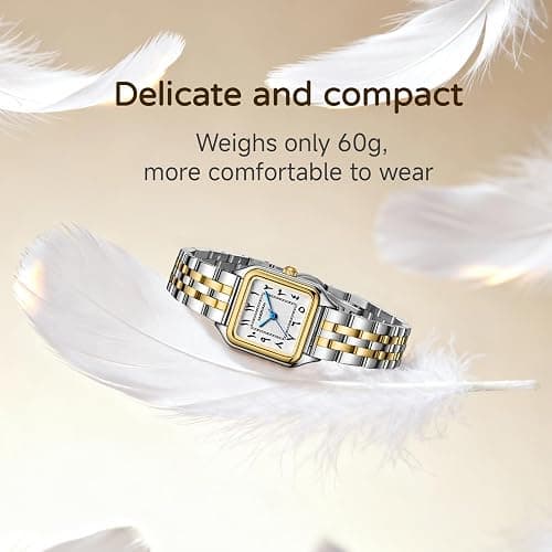AMOVAN Vintage Gold Watches for Women Small Wrist - Arabic Numeral Dial, Rectangular Quartz Watch, Dainty Ladies Wrist Watch for Mother's Day Valentine's Day Anniversary Birthday thumbnail 4