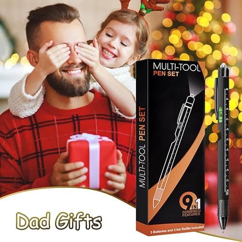 Easter Gifts for Men, Mens Easter Basket Stuffers, Fathers Day Dad Gifts from Daughter Son Wife, 9 in 1 Multitool Pen, Cool Tools Gadgets Birthday Stocking Stuffers for Husband Him Adult Dad thumbnail 7