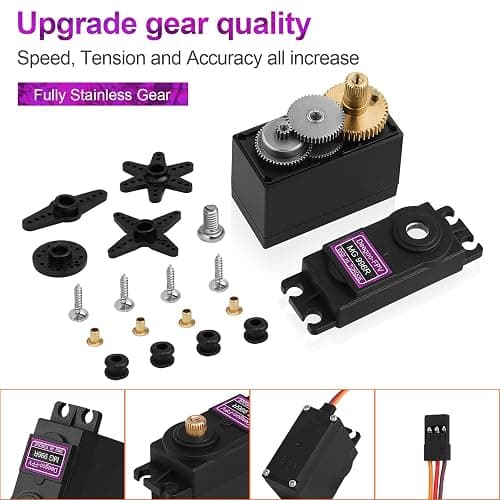 Deegoo [4-Pack] MG996R 55g Metal Gear Torque Digital Servo Motor for Futaba JR RC Helicopter Car Boat Robot thumbnail 3