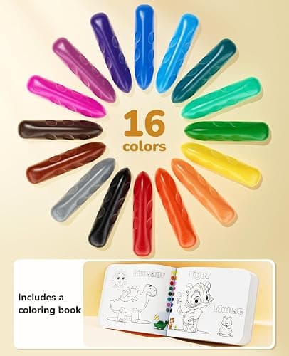 JoyCat 16 Colors Jumbo Crayons for Toddlers 1-3 4 5 6 year old Kid,Easy-Grip,Unbreakable,Non-Toxic,Washable,big,Triangular toddler Crayons with Coloring Activity Paper,Ideal for Kids with Art Supplies - 16 thumbnail 6