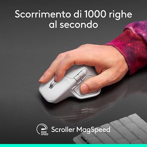 Logitech MX Master 4 per Mac, mouse Bluetooth ergonomico con feedback aptico a prestazioni avanzate, scorrimento ultraveloce, ricarica USB-C, macOS, iPadOS, Windows - Nero siderale thumbnail 4