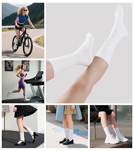 Laysblen 3-6 Pack Womens long crew socks comfortable Soft lightweight Cotton Thin Casual Socks thumbnail 6