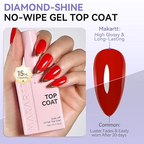 Makartt Gel Top and Base Coat Set: 2 PCS 15ml No Wipe Upgrade Diamond-Shine Long-Lasting Base and Top Coat Gel Nail Polish Soak Off UV LED Lamp Needed Home DIY Gift Women thumbnail 3