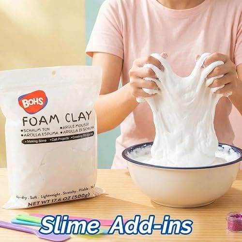 BOHS White Modeling Foam Clay Lite - 500 Grams, Squishy,Soft, Air Dry -for Flower Mirror,Cosplay,Fake Bake, Slime Supplies- 1.1 Lbs thumbnail 7
