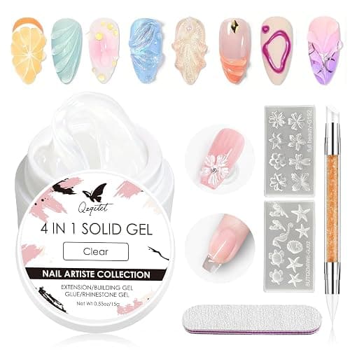 Solid Builder Gel for Nails 15g Clear Non-Sticky Molding Sculpting Gel | UV LED Soak Off 3D Nail Art Carving Building with Sculpture Pen Nail Art Tools Set - Image 1