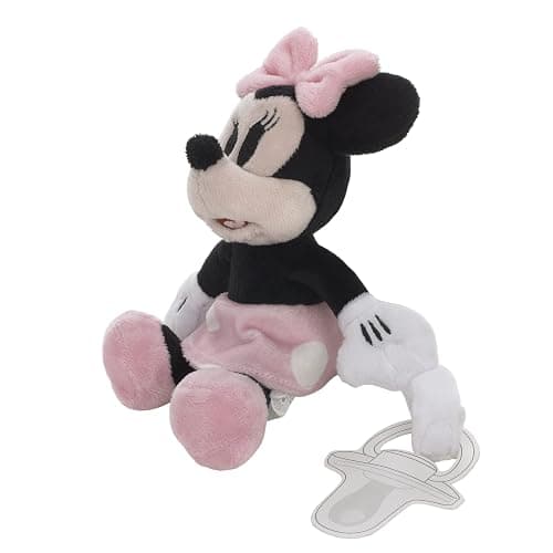 Disney Minnie Mouse White, Pink and Black with Polka Dot Skirt Plush Buddy Pacifier Holder thumbnail 3