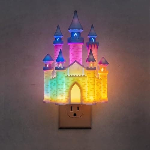 L LOHAS LED 3D Castle Night Lights Plug into Wall, Colored LED Night Light for Kids, Built-in Dusk to Dawn Sensor, Dimmable Night Light for Kids Room Bedroom Bathroom Hallway - Image 1