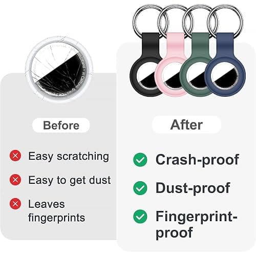 Linsaner 2|4 Pack Compatible with AirTag Holder Keychain Silicone Key Ring for air tagholder Cases Tags Chain for Apple for Air Tag GPS Item Finders Accessories, Black/Pink/Dark Green/Dark Blue thumbnail 6