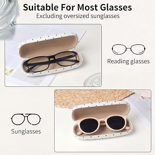 Knagsfa Glasses Case Hard Shell, Cute Sunglasses Case for Women Leather Protective Case for Eyeglass with Cleaning Cloth thumbnail 5