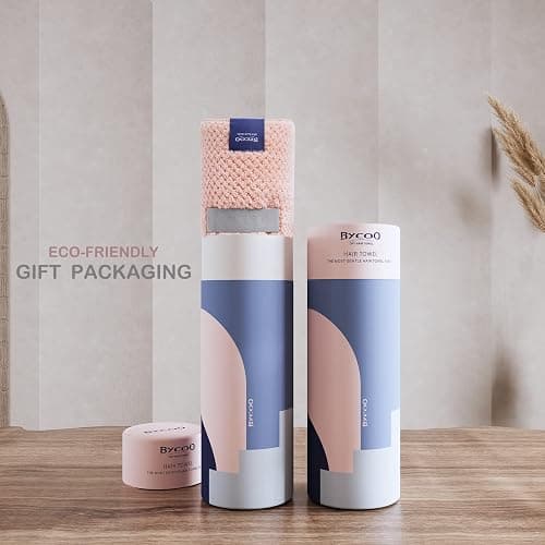 BYCOO Microfiber Hair Towel Wrap for Women, Anti Frizz Large Ultra-Soft Hands-Free Hair Dry Towels, Fast Drying | Super Absorbent | Quick Dry Hair Turban for Wet, Curly, Long & Thick Hair - Pink thumbnail 7