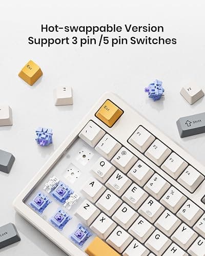Kisnt Wireless Mechanical Keyboard,Gasket Mounted with Creamy Sound,Bluetooth/2.4GHz/USB-C,Custom Hot Swappable,RGB Backlit,75% Compact Layout for Gaming/Typing/Win/Mac/PC (Retro Beige,Linear Switch) thumbnail 4