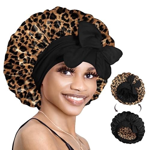 BONNET QUEEN Silk Bonnet for Sleeping Women Reversible Double Layer Satin Bonnet Hair Bonnet Night Sleep Cap for Curly Hair - Image 1