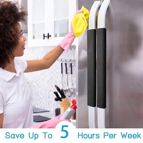 Miss.Silk Refrigerator Door Handle Covers, Set of 5, Keep Your Kitchen Appliance Clean from Smudges, Drips, Food Stains, Oil, Handmade Decor Protector for Fridge, Ovens, Dishwashers (Black) thumbnail 4