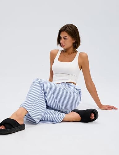 LOMON Striped Gingham Pants Women 2026 Spring Summer Pajamas Wide Leg Pj Lounge Boxer Bottoms Y2k Trousers with Pocket thumbnail 6