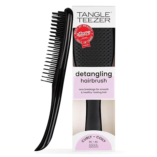 Tangle Teezer Ultimate Detangler Curly Hair Brush, 3C to 4C, Black | Patented two-tier, firm-flex teeth detangle, reduce breakage & frizz on wet or dry hair; hairbrush for curly to coily hair - Image 1