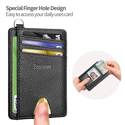 EcoVision Slim Minimalist Front Pocket Wallet, RFID Blocking Credit Card Holder Wallet with Detachable D-Shackle for Men Women thumbnail 7