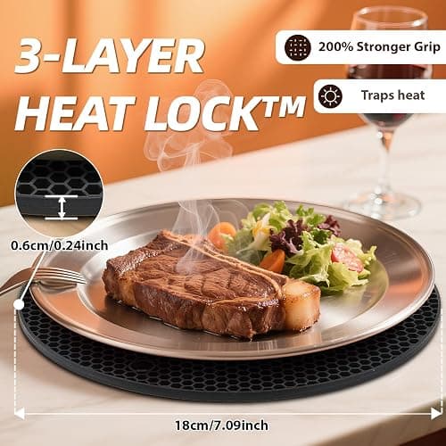 NICESOPIN 4 Pack Silicone Pot Holders & Hot Pads - Heat Resistant Non-Slip Mats for Kitchen Countertops, Trivets for Hot Dishes, Dishwasher Safe & BPA-Free (Black) thumbnail 6