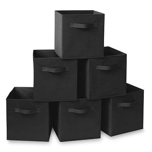 Casafield Set of 6 Collapsible Fabric Cube Storage Bins, Black - 11" Foldable Cloth Baskets for Shelves, Cubby Organizers & More - Image 1
