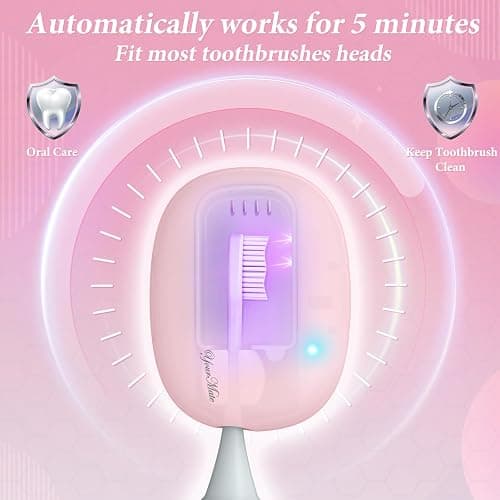 YourMate UVC Rechargerable Toothbrush Sanitizer Case Travel Toothbrush Covers Case with Holder for Houshold and Traveling or Business Trip Pink thumbnail 5