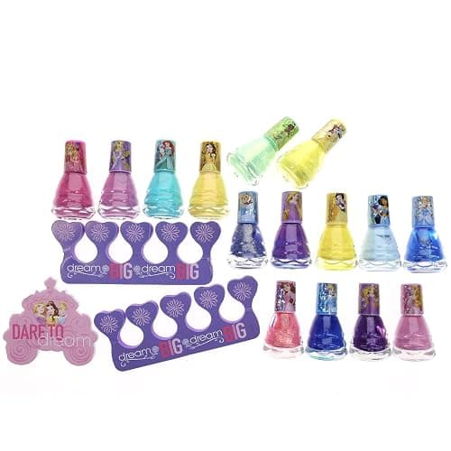 Disney Princess 15 Piece Water Based Nail Polish with 3 Toe Spacers| Quick Dry Peel Off Gift Kit Set for Kids Girls Ages 3+ By Townley Girl thumbnail 7