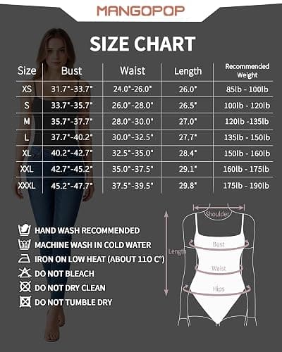 MANGOPOP Women's Cami Thong Bodysuit Double Lined Square Neck Backless Body Suit Adjustable Spaghetti Strap Tank Tops thumbnail 7