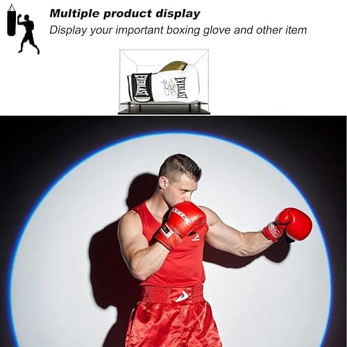 Clear Boxing Glove Display Case,Self-Assembly Acrylic Baseball Glove Display case for Full Size,Football Glove Display Case Holder Showcase.Baseball Mitt Ball Display Case with Black Base Riser Stand thumbnail 4