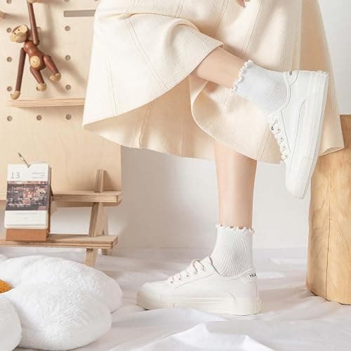 DarkCom 6 Pairs Women's Ruffle Socks Cute Ankle Socks Super Soft Breathable Cool Frilly Socks For Mary Jane Shoes thumbnail 3