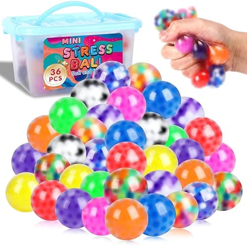 36 Pack Squishy Ball, Stress Balls Bulk for Adults, Mini Stress Balls, Anti-Anxiety and Fidget Balls to Relax, Birthday Gifts, Goodie Bag Stuffers - Image 1