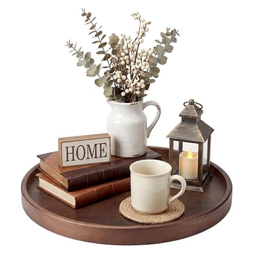 Round Bamboo Wooden Tray, 12 Inch - Image 1