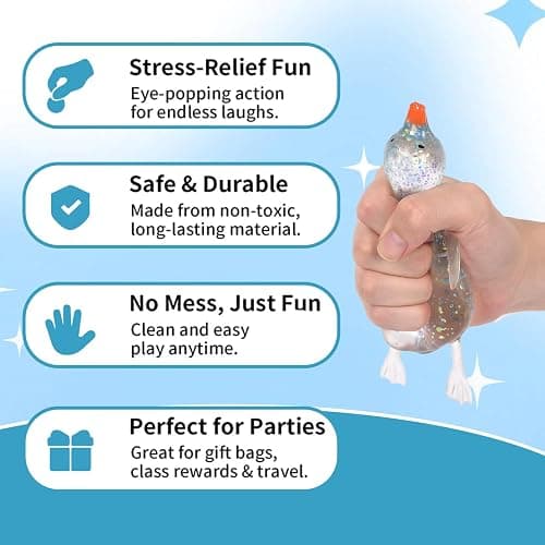 Duck Squishy Toy for Kids Ages 3+ & Adults, Stretchy Slow Rebound Malt-Sugar Style Squeeze Ball, Cute Sensory Fidget Toy for Desk, Travel, Party Favors & Stocking Stuffers(Blue) thumbnail 5